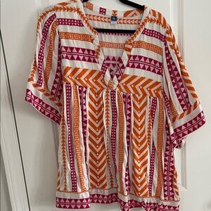 Old Navy Orange and Pink Geometric Tunic